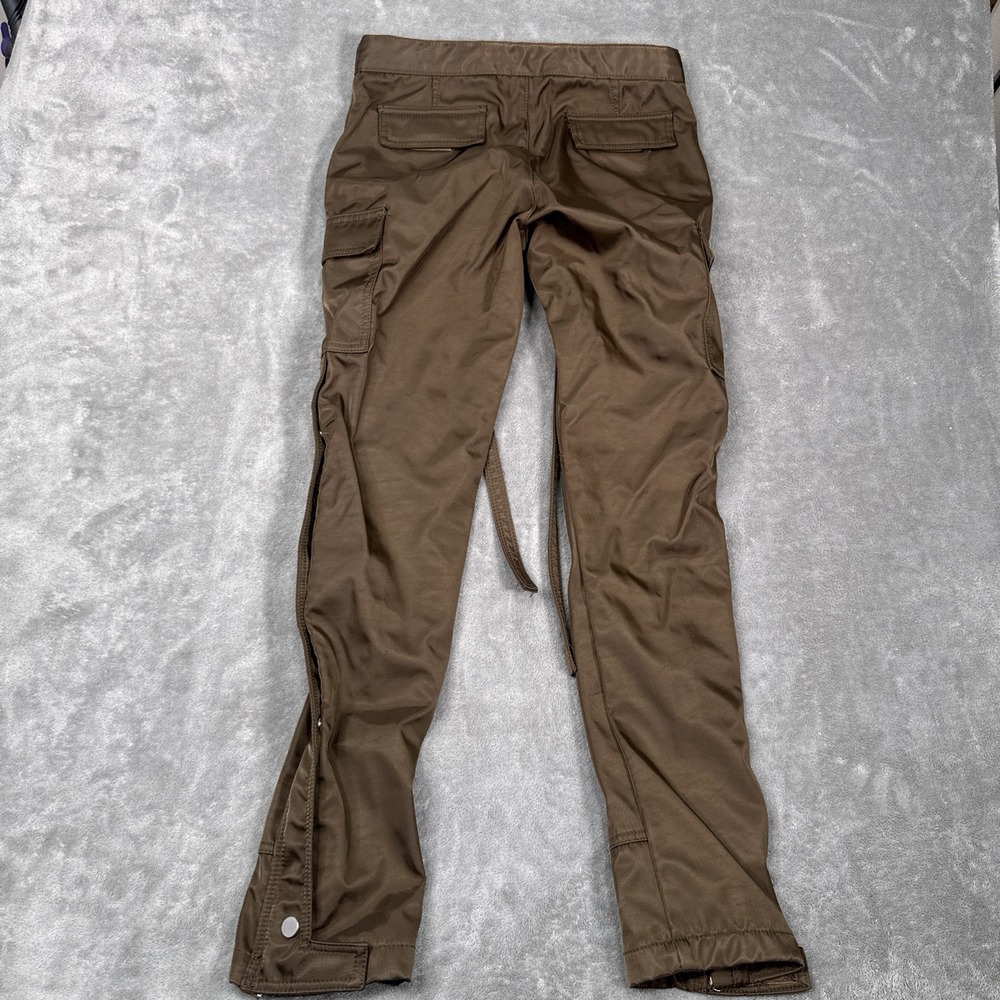 MNML Snap Zipper Cargo Pants Mens 28 Brown Nylon Streetwear Belted Casual - Picture 5 of 12
